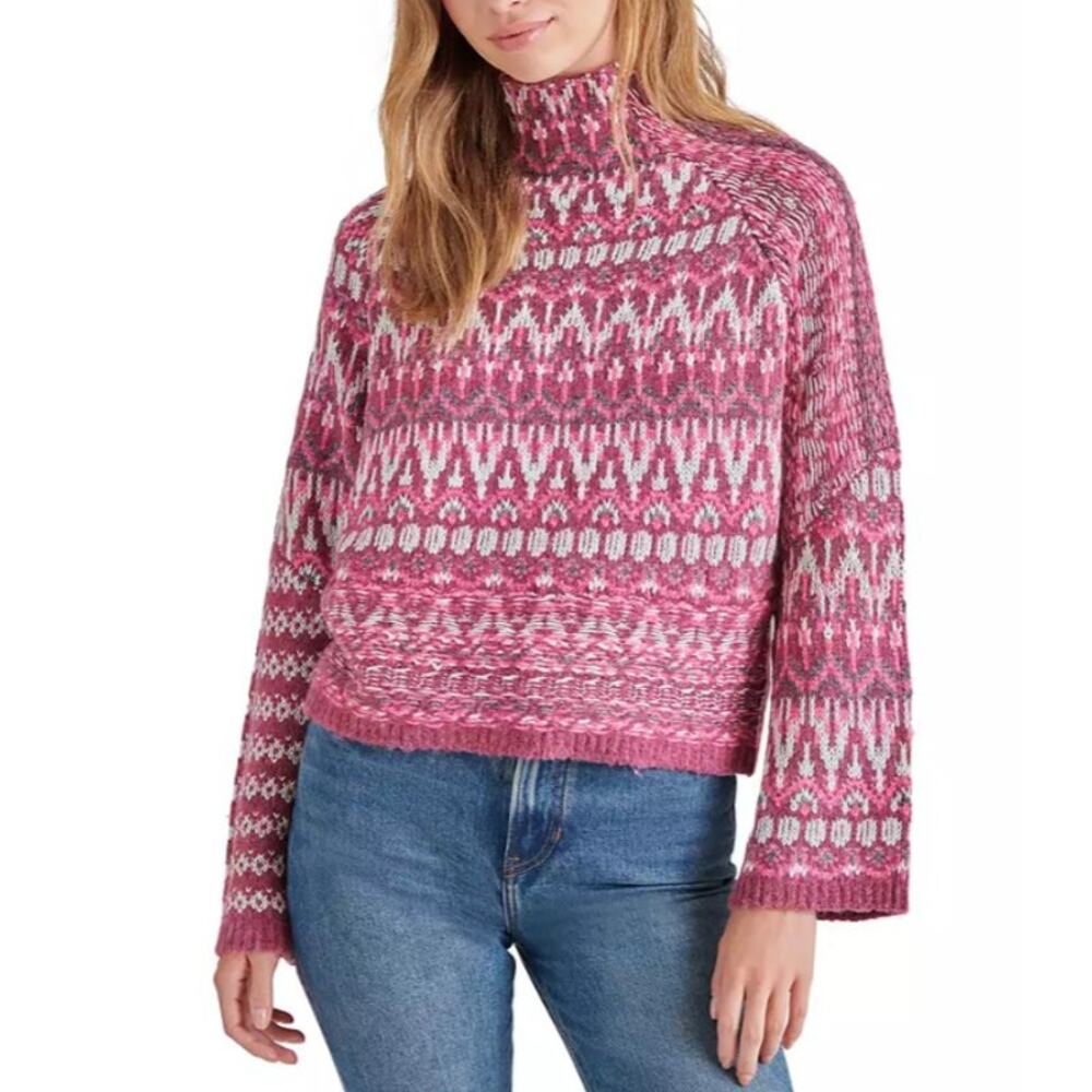 Steve Madden Women's Indie Fair Isle Mock-Neck Sweater XL